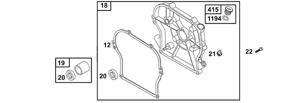 Crankcase Cover/Sump Diagram and Parts List for 133232-1012-XX  Briggs and Stratton Engine